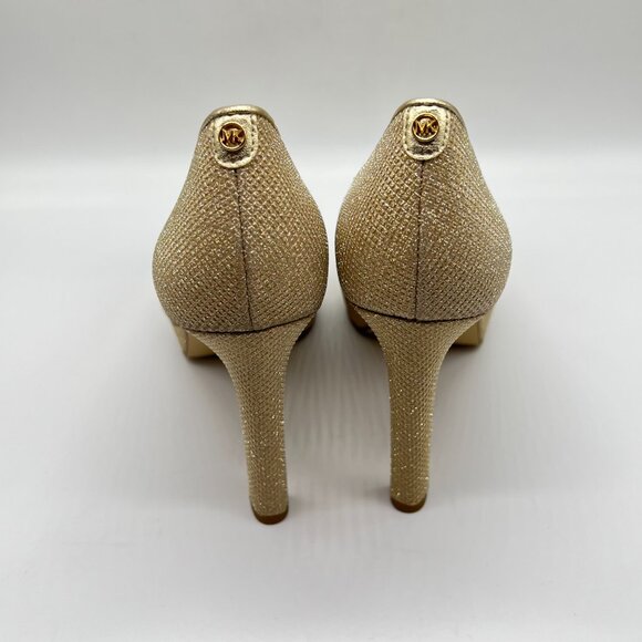 Michael Michael Kors Womens 7M Gold Chantal Platform Pumps Heels Shoes - Picture 7 of 15